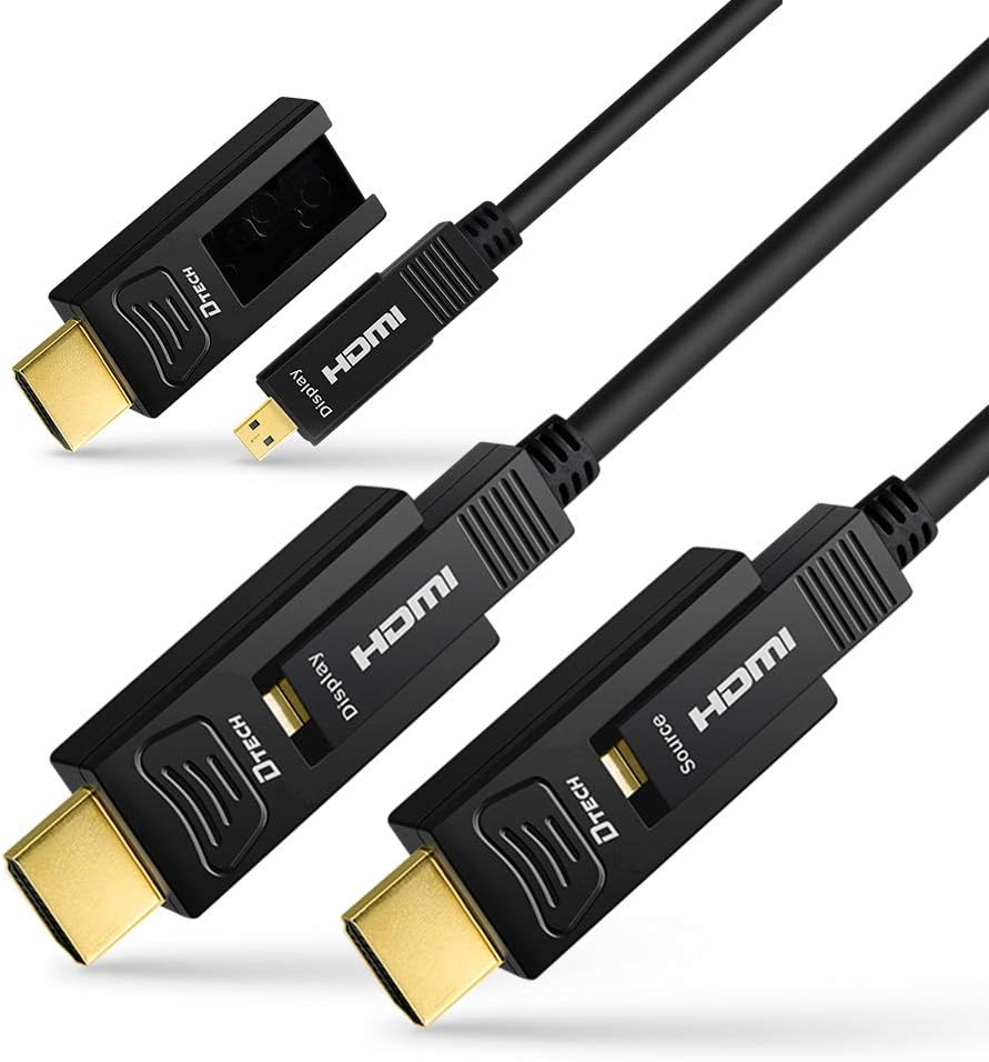 Fiber Optic HDMI Cable 200 Feet 4K 60Hz 18Gbps High Speed with Dual Connectors Micro HDMI and Standard HDMI Connector U2125