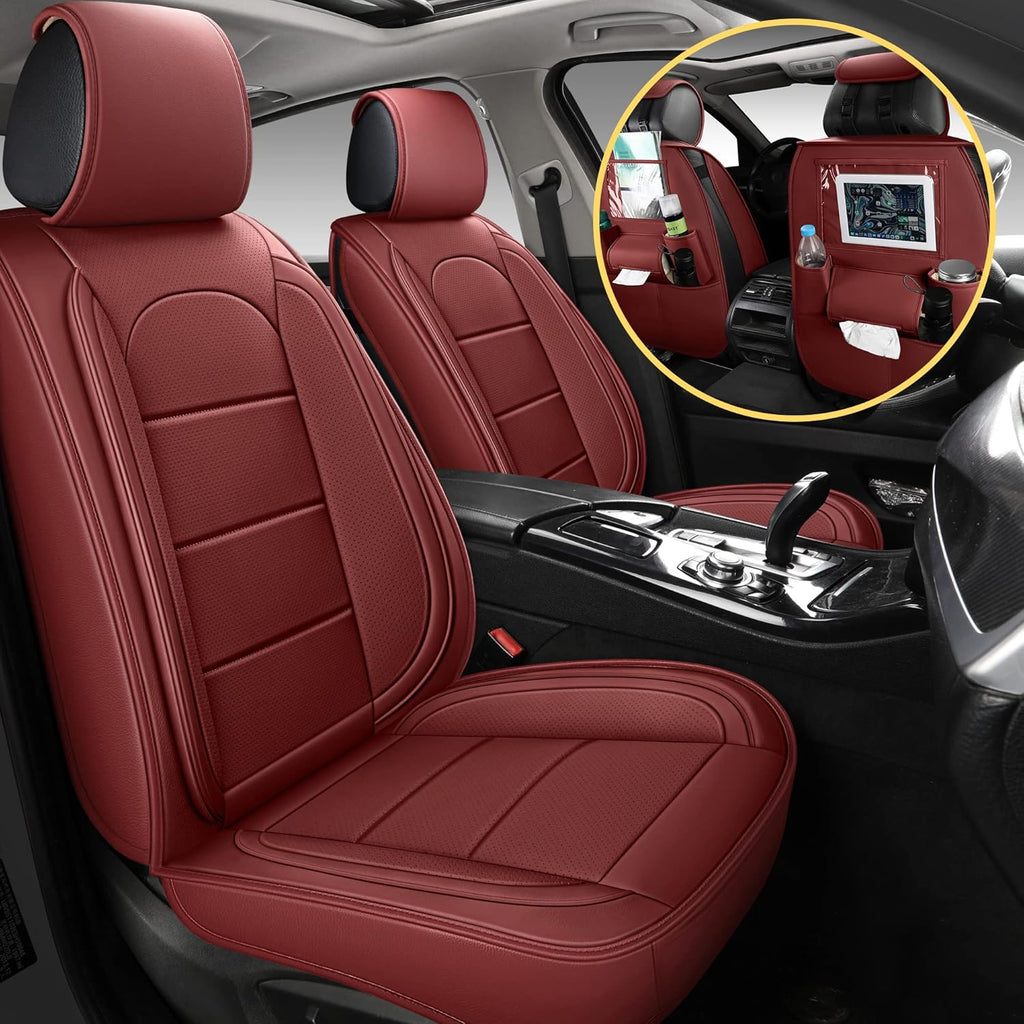 Grey Leather Full Set Car Seat Covers W757335