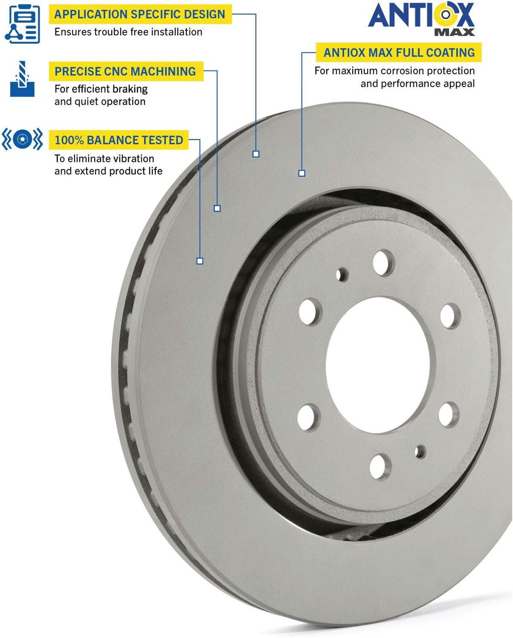 AntiOx Coated Vented Front Brake Rotor D887