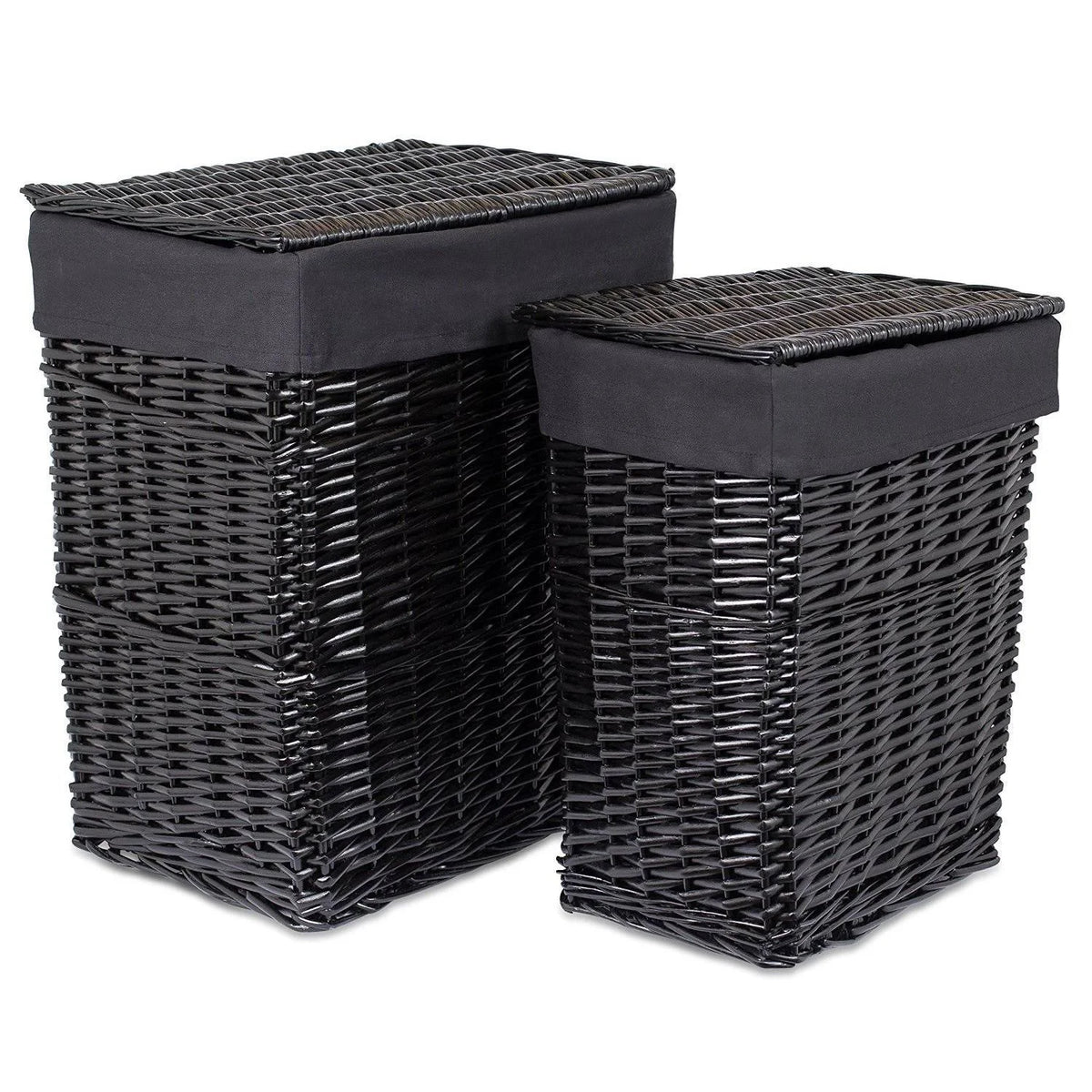 Woven Willow Baskets with Liner, Set of 5, Rectangular Storage Bins with Lids I186729