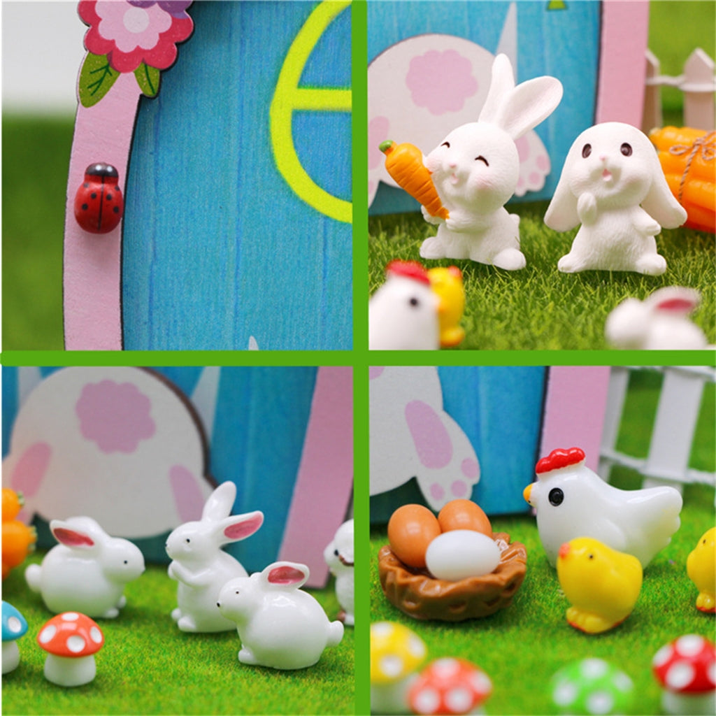 Dollhouse Miniature Easter Rabbit Door Model Photo Props P7354