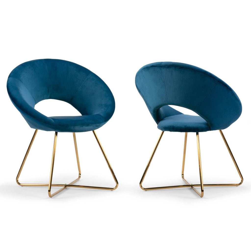 Blue Velvet Dining Chair with Metal Legs V373