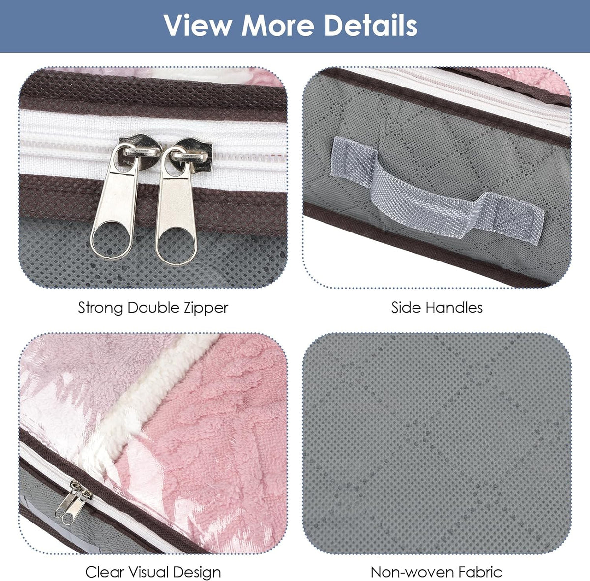 90L Under Bed Storage Bags 6 Pack Gray G475