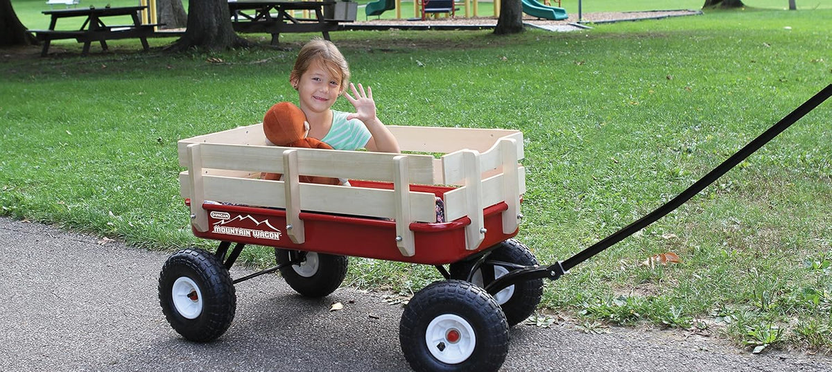 Mountain Wagon with Wooden Panels, All Terrain Tires, Wide Grip Handle I392