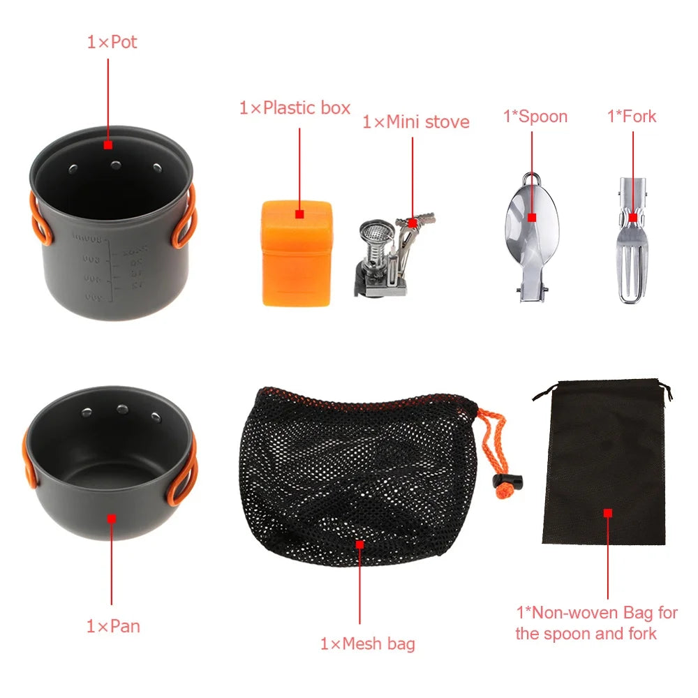 Outdoor Camping Hiking Cookware Set with Pot, Fork and Spoon T637710