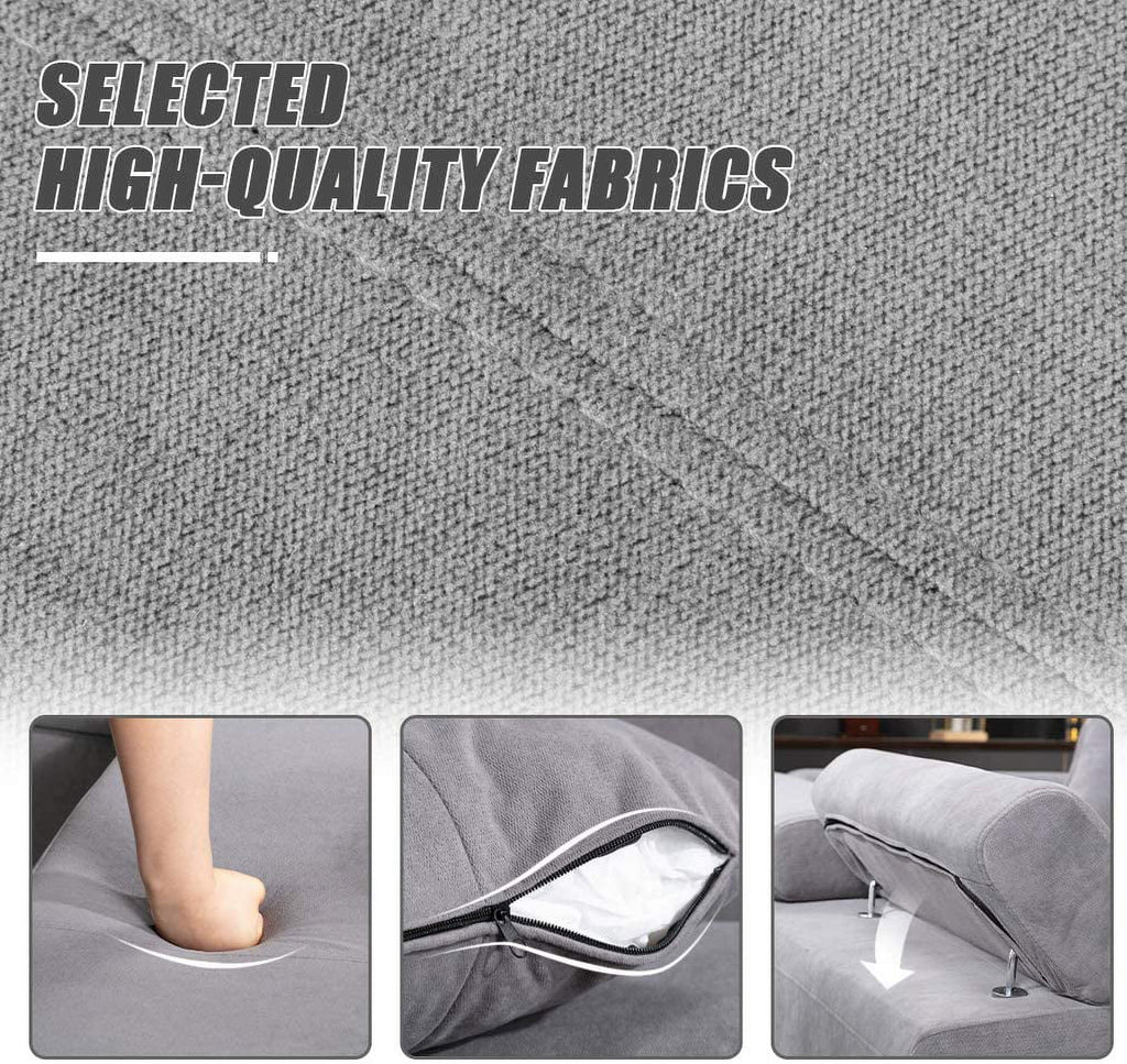 Grey Fabric Corner Sofa Sleeper Bed P682