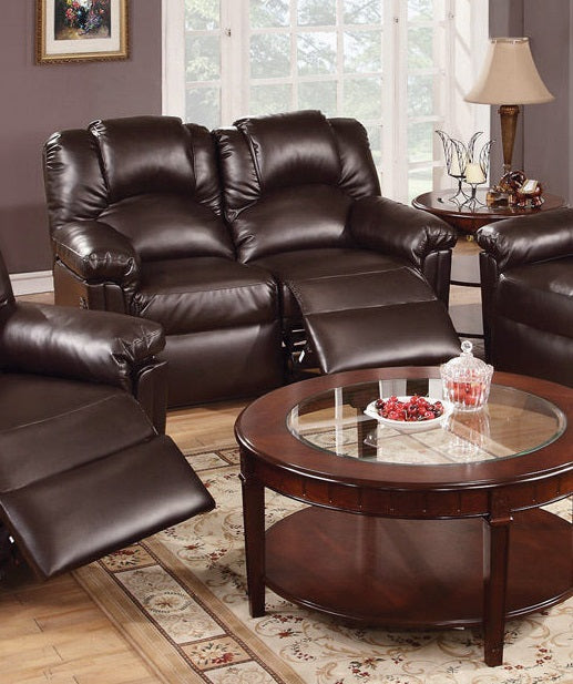 Brown Bonded Leather Glider Recliner Chair R658