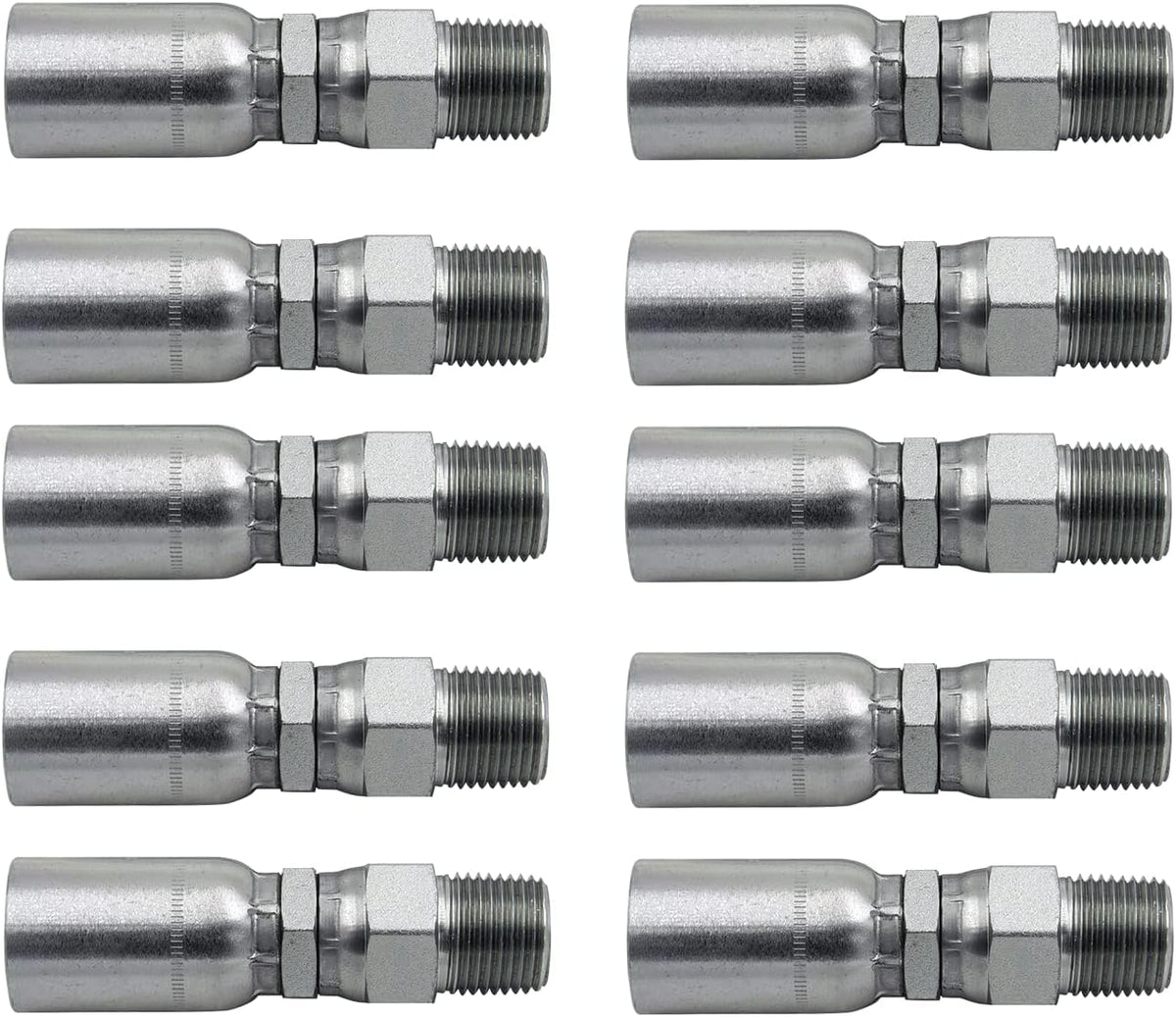 1/4" Hose x 1/4" NPTF Male Pipe Swivel Hydraulic Hose Crimp Fitting Ends D55446