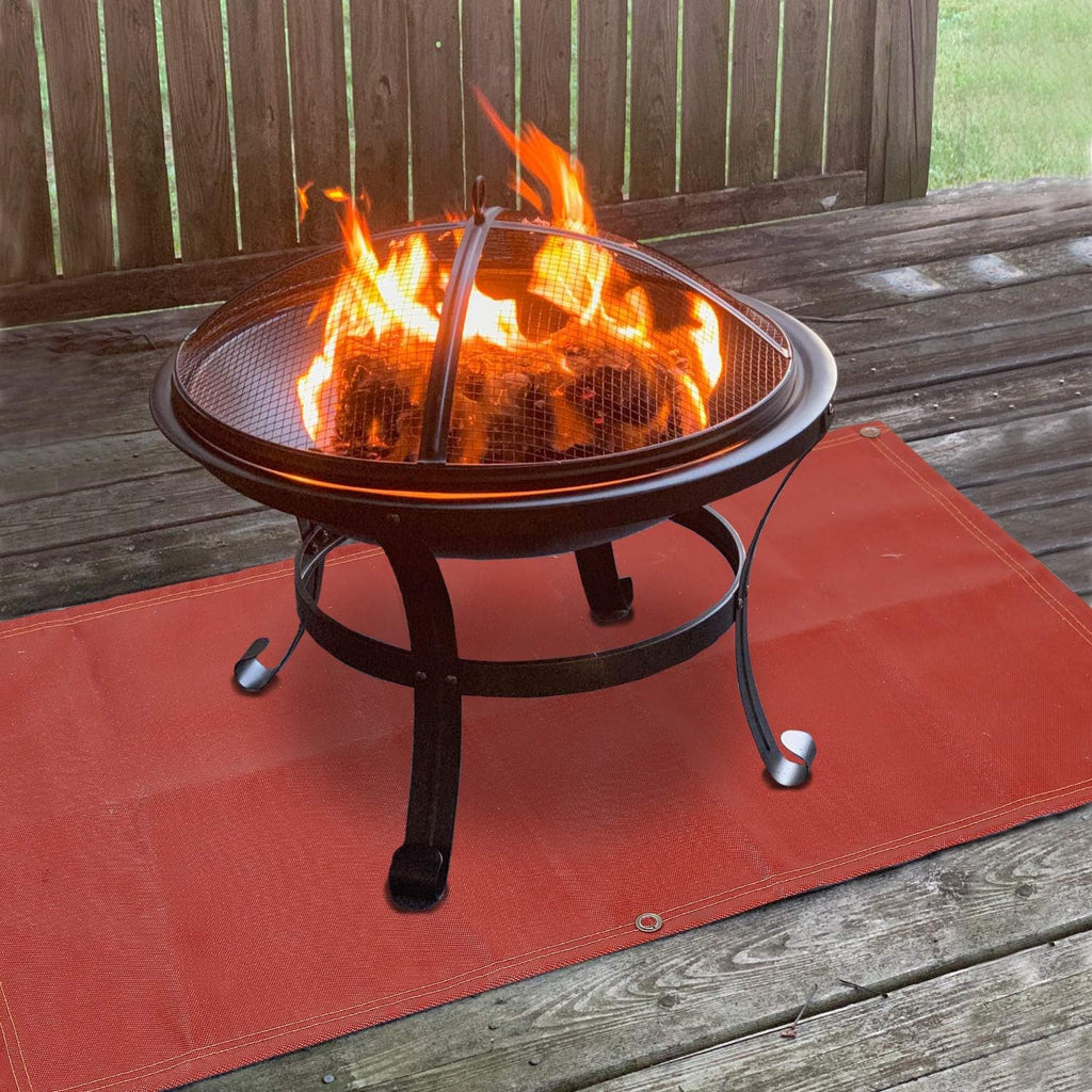 Fireproof Silicone Fire Pit Mat, Washable, 70”×58”, Pack of 2 Y68937