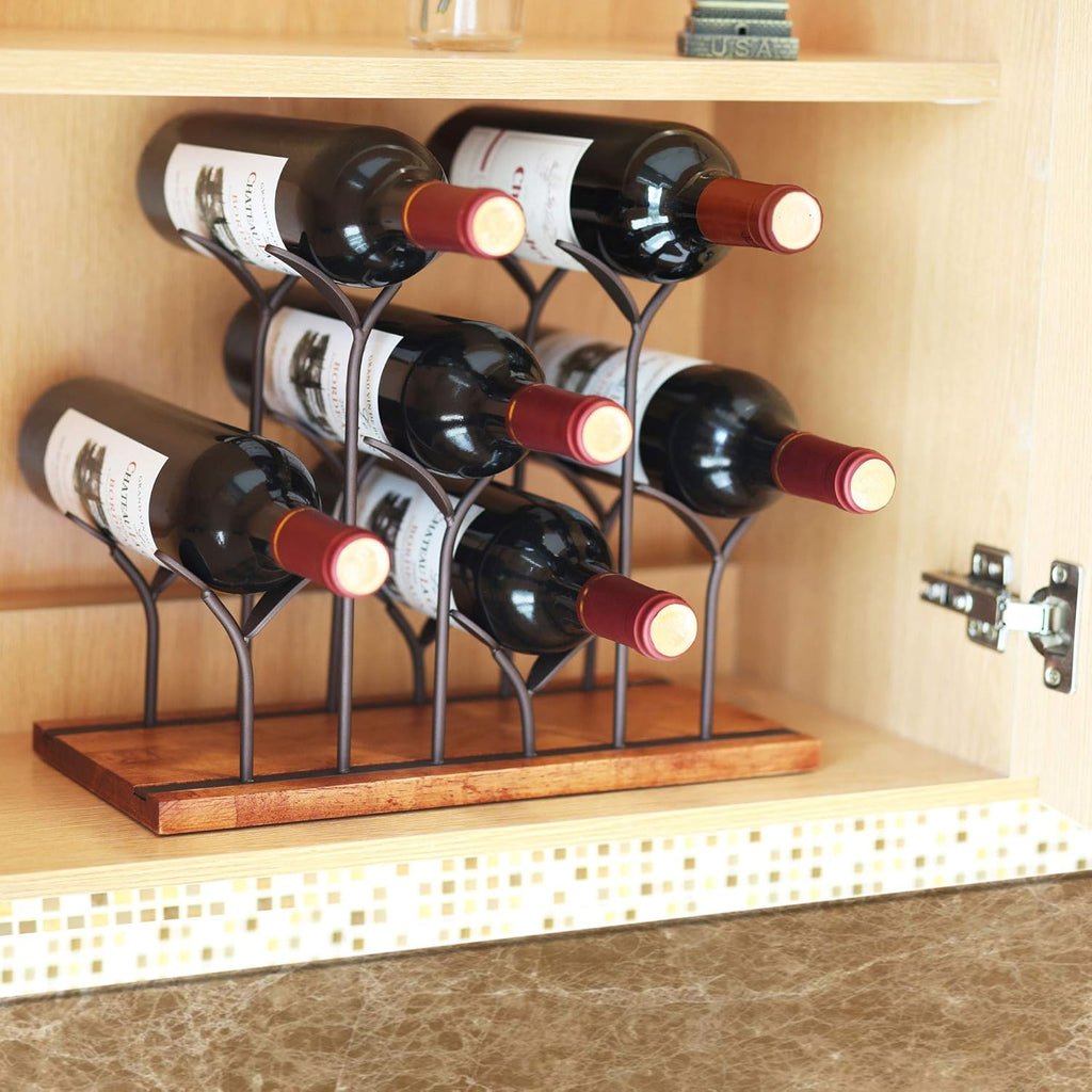 Wood & Metal Countertop Bottle Rack, Pack of 2 V18006