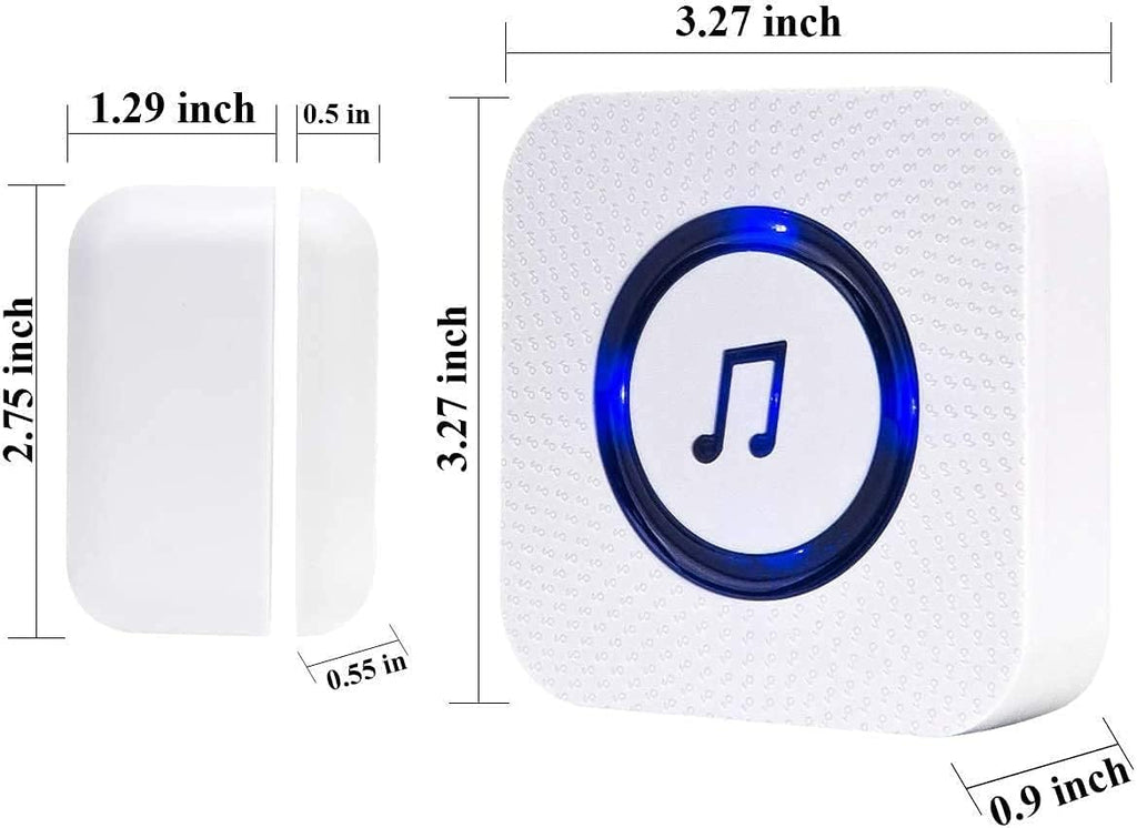 White Pack of 2 Wireless Door Chime with 55 Melodies, 5 Alarms, 1000 ft Range F114