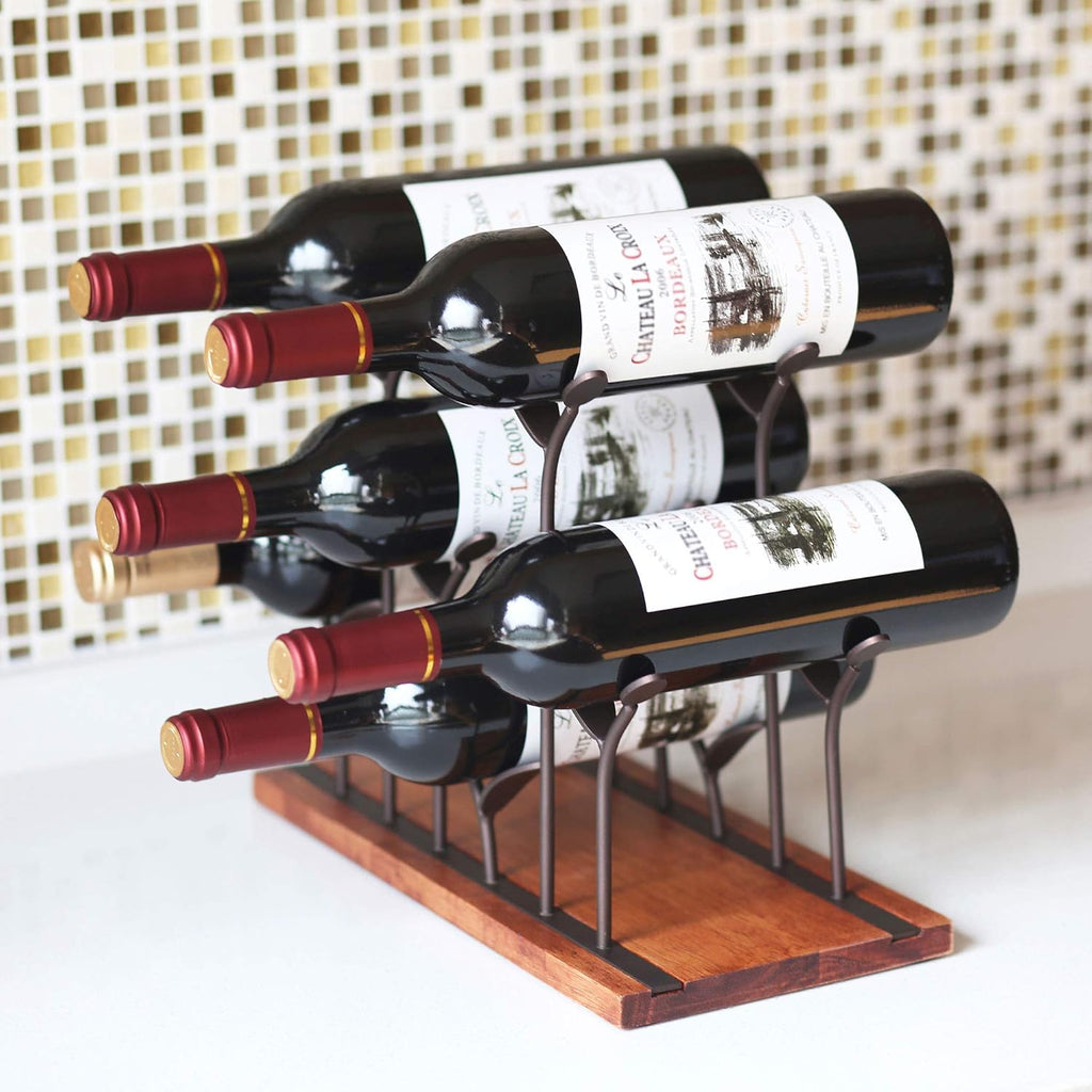 Wood & Metal Countertop Bottle Rack, Pack of 2 V18006