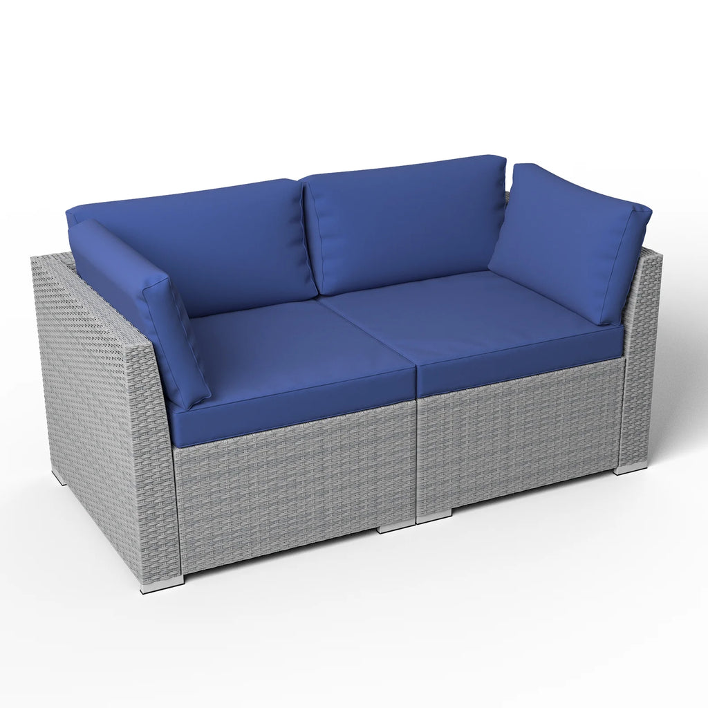 2 Piece Outdoor Wicker Loveseat with Removable Cushions K397