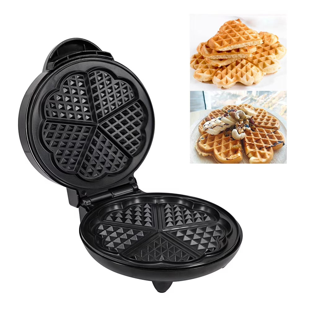 Black Non Stick Heart Waffle Iron U5964