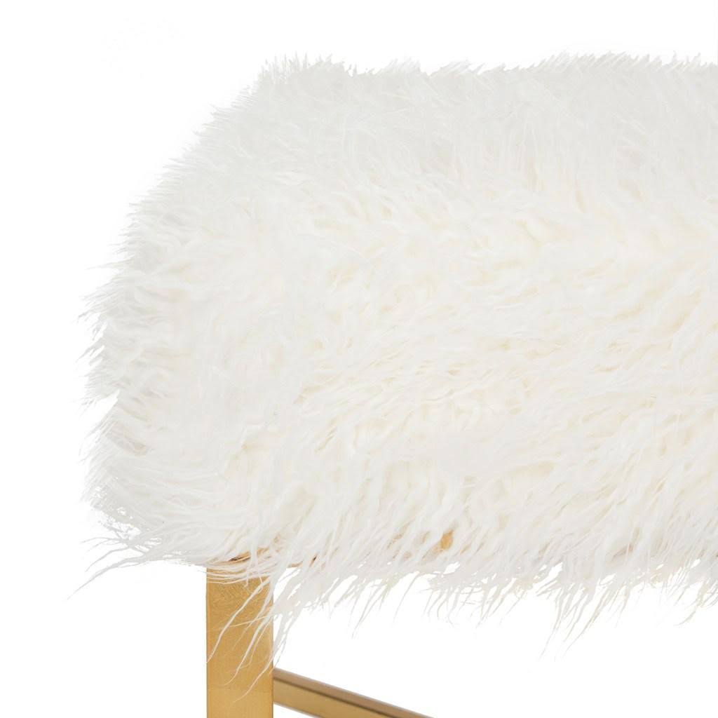 Grey Faux Sheepskin Bench P90099