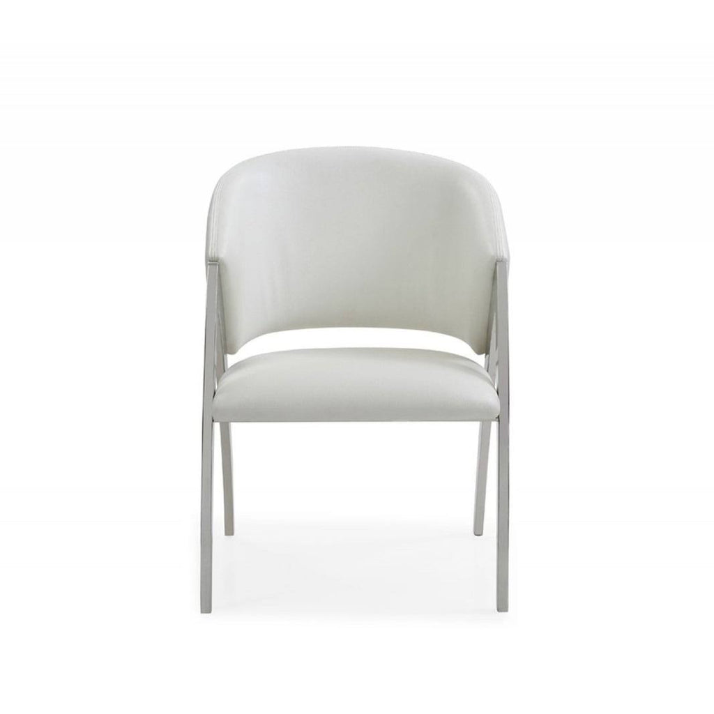 White Leatherette Accent Chair I7042