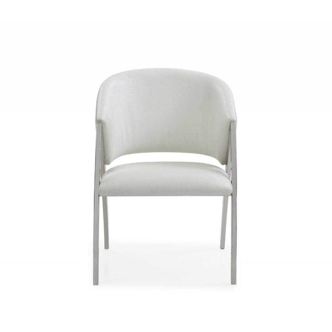 White Leatherette Accent Chair I7042