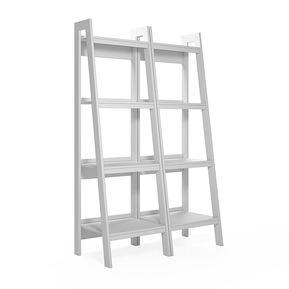 White 4-Shelf Ladder Bookcase J681910