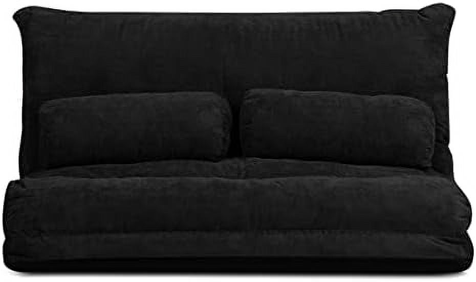 Beige 6-Position Adjustable Suede Floor Sofa Sleeper Bed I777473