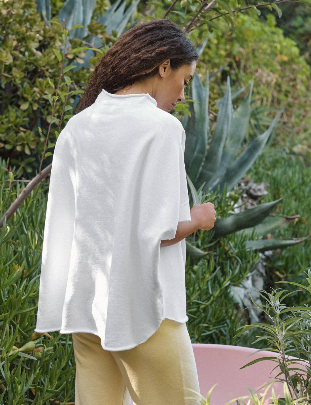 White Funnel Neck Capelet N2837