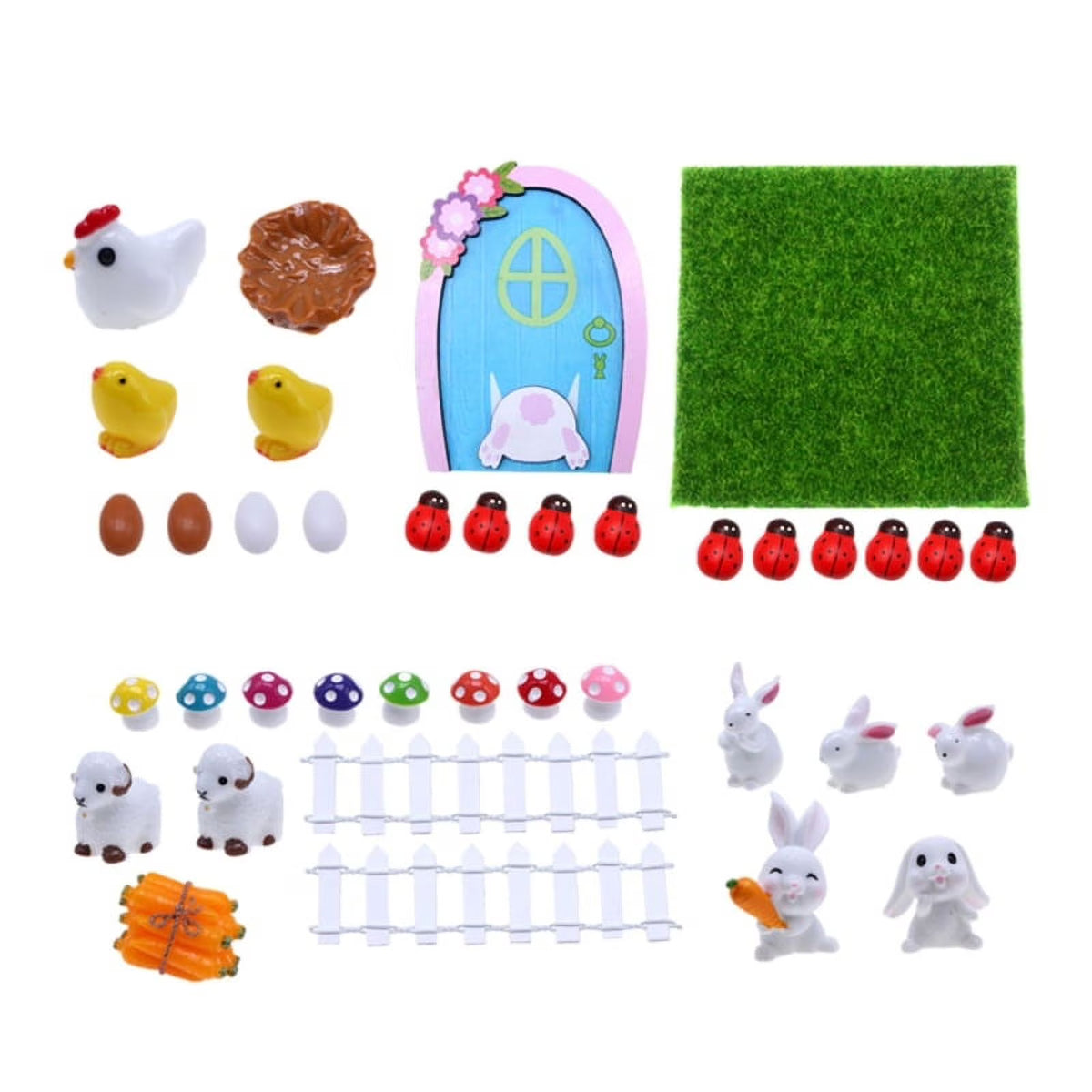 Dollhouse Miniature Easter Rabbit Door Model Photo Props P7354