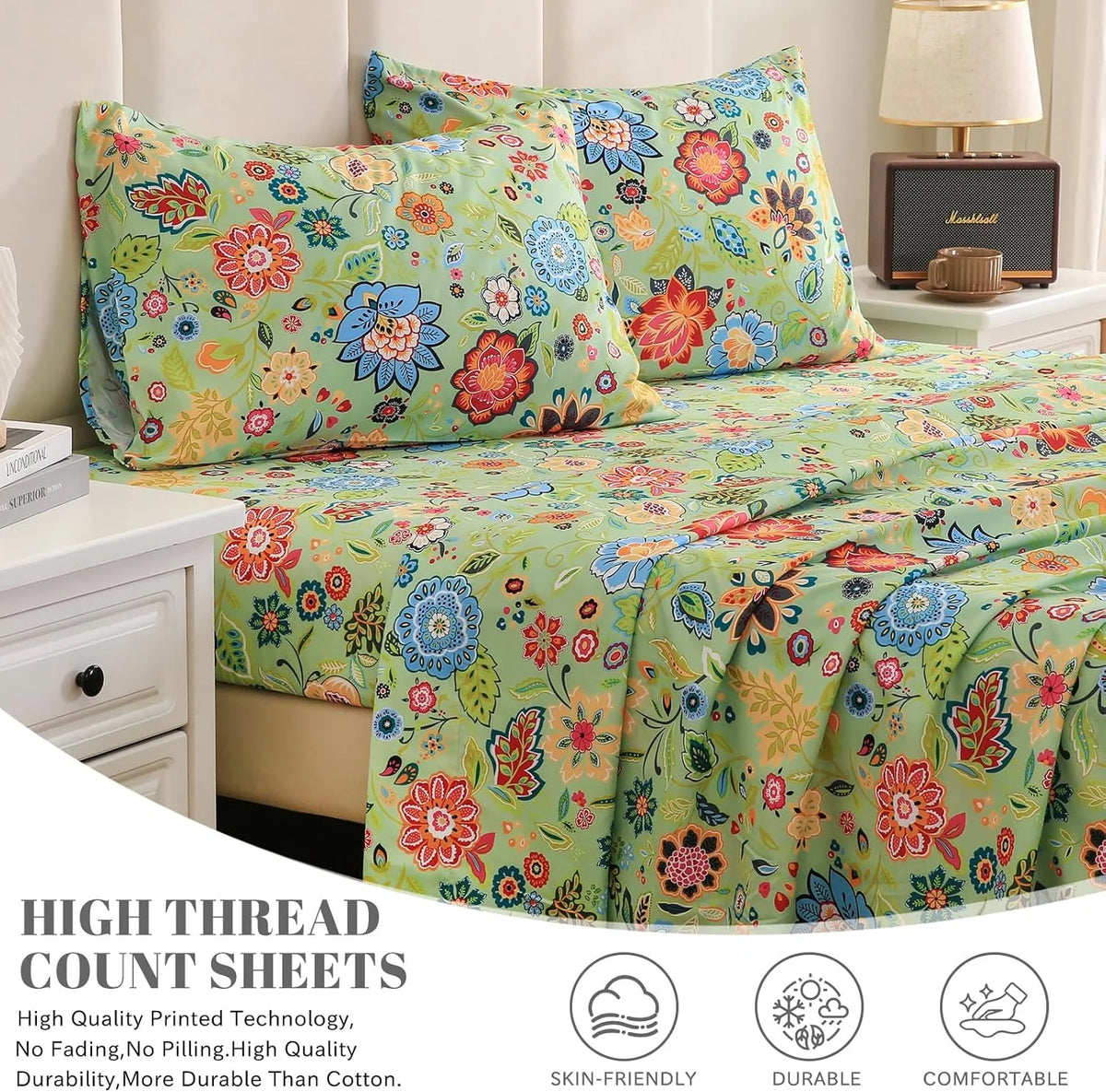 California King 4 Piece Microfiber Sheet Set with Deep Pocket U22834