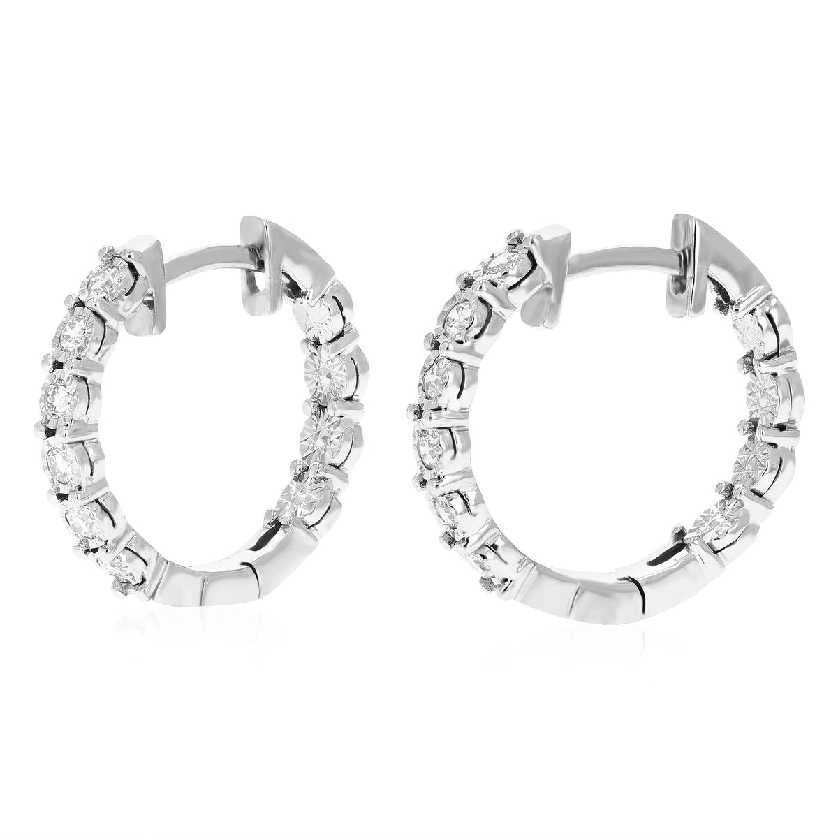 1/4 CTTW Lab Grown Diamond Hoop Earrings 925 Sterling Silver Y144918