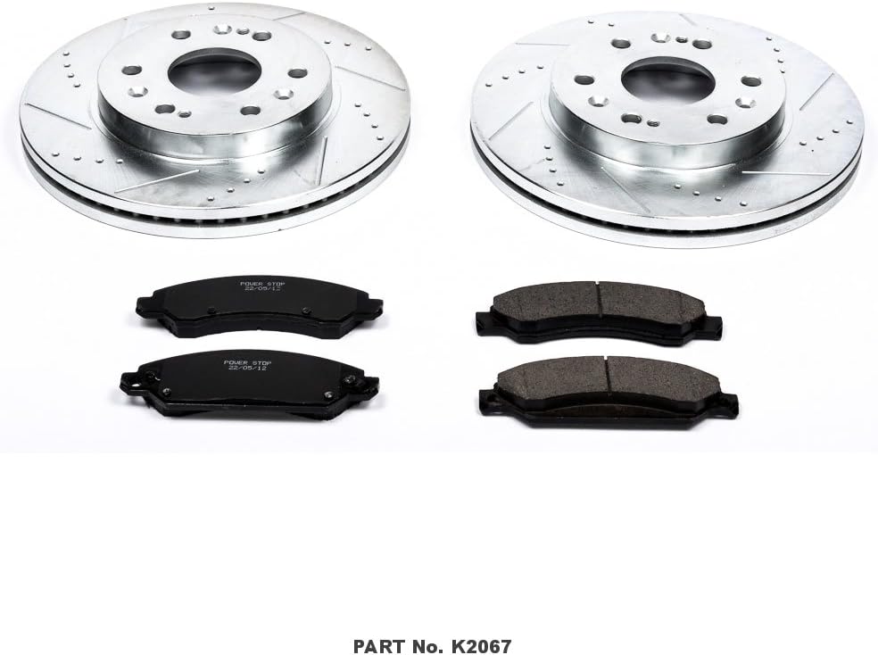 Front Z23 Carbon Fiber Brake Pads with Drilled & Slotted Brake Rotors Kit L609557