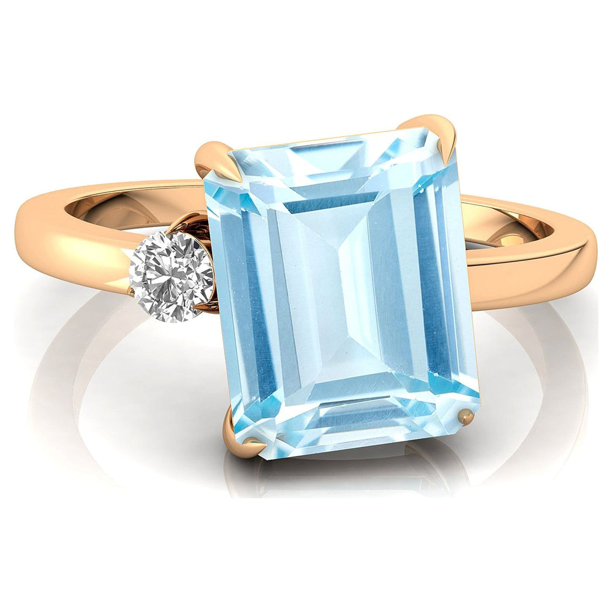 Aquamarine Diamond 14k Solid Gold Ring W168655
