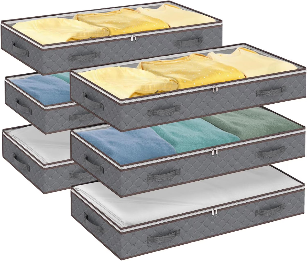 90L Under Bed Storage Bags 6 Pack Gray G475