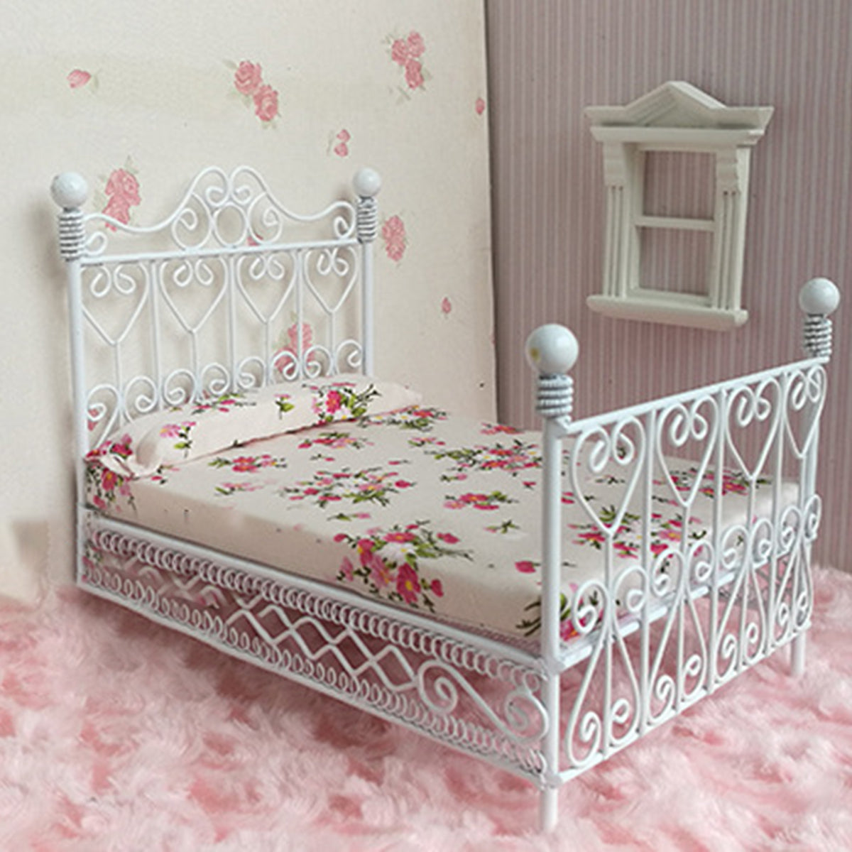 Metal Mini Double Bed Dollhouse Bed N975701
