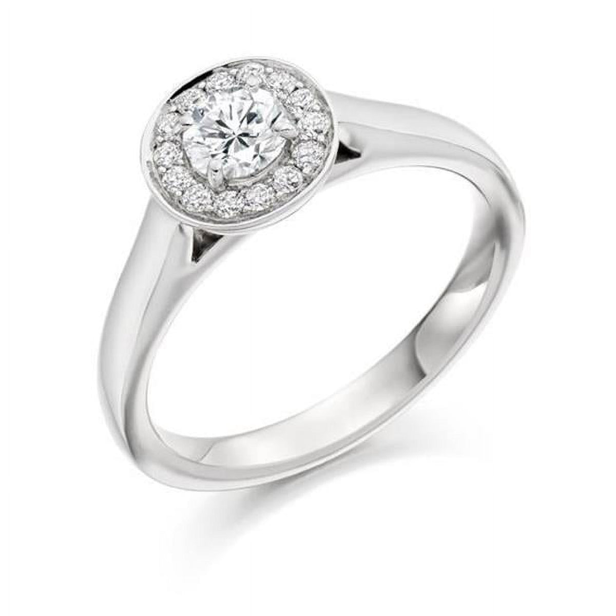 Round Diamond 1.50 CT Halo Ring, 14K White Gold - Size 6.5 T9881