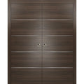 Sliding Brown Doors 48 x 80 with Strips G9150