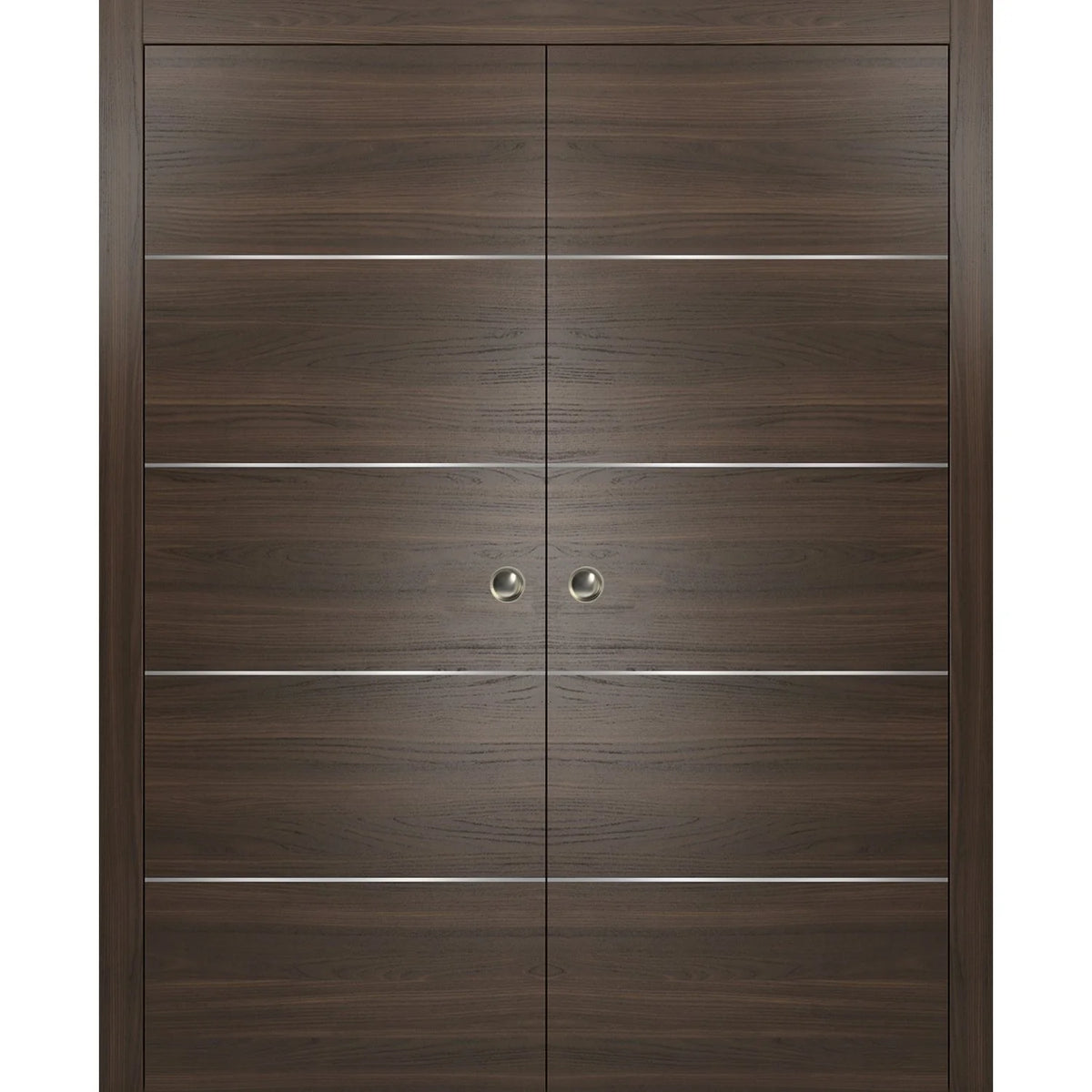 Sliding Brown Doors 48 x 80 with Strips G9150