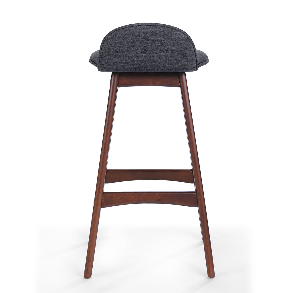 Upholstered Barstools Set of 2, Charcoal and Natural Walnut J63445