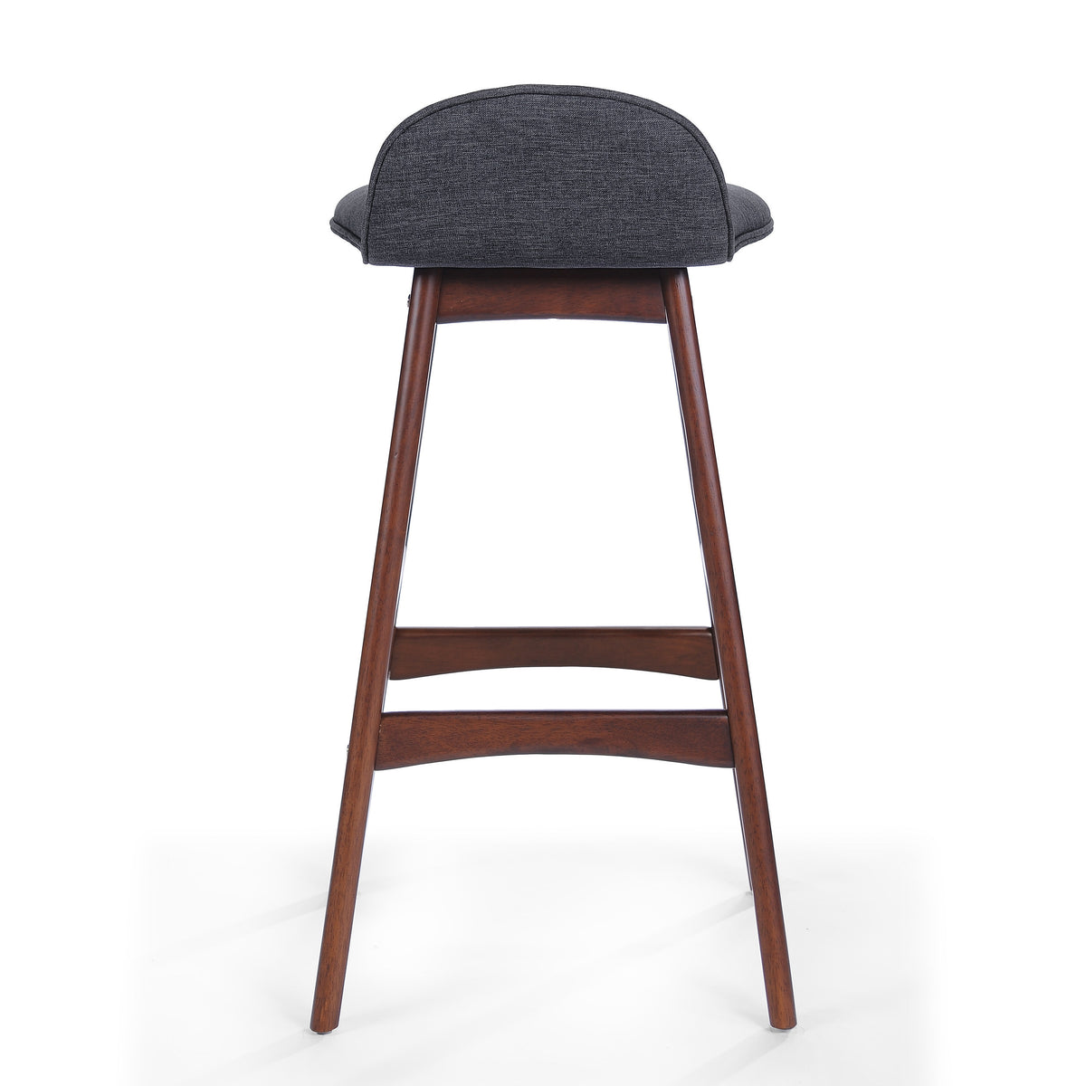 Upholstered Barstools Set of 2, Charcoal and Natural Walnut J63445