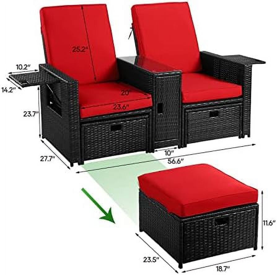 Outdoor Rattan Loveseat with Ottoman Footrest X14645