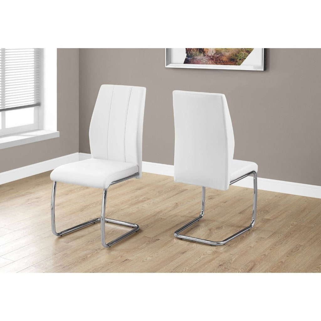 2 Piece Dining Chair Black Leather-Look Chrome N560