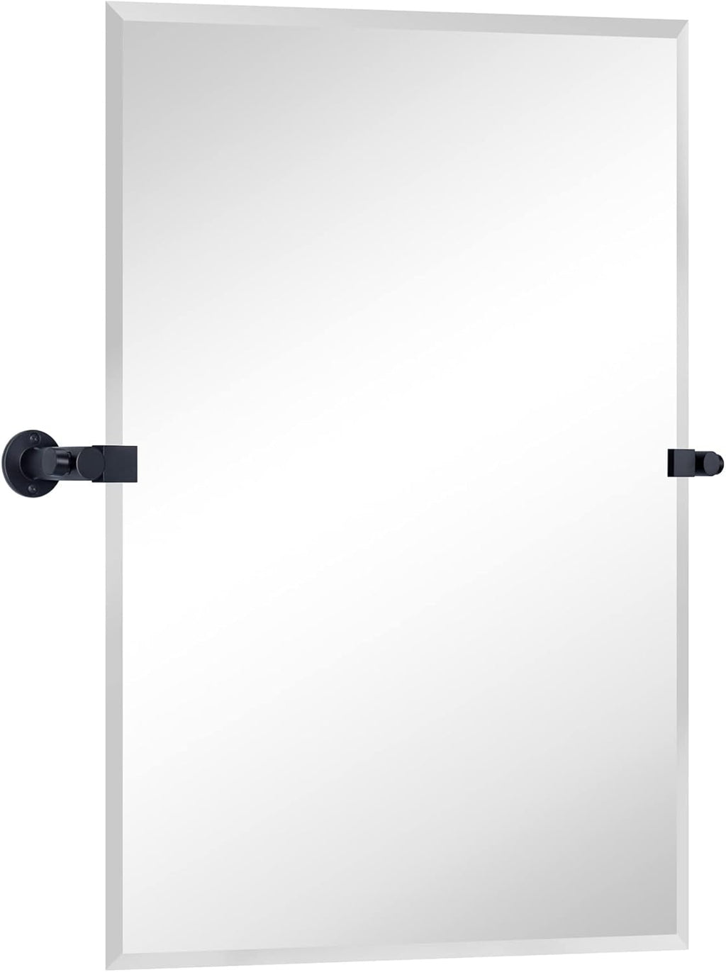 Frameless Beveled Pivot Bathroom Vanity Mirror with Chrome Metal Brackets, Tilting Rectangle Wall Mirror 20X30'' O540240