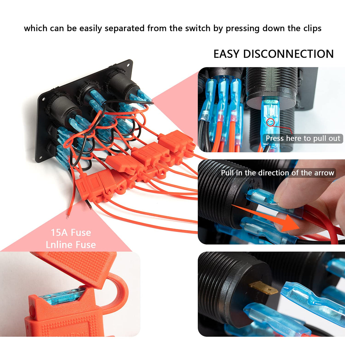 8 Gang Waterproof Rocker Switch Panel with Dual USB Charger Digital Voltmeter 12V Outlet Circuit Breakers O567