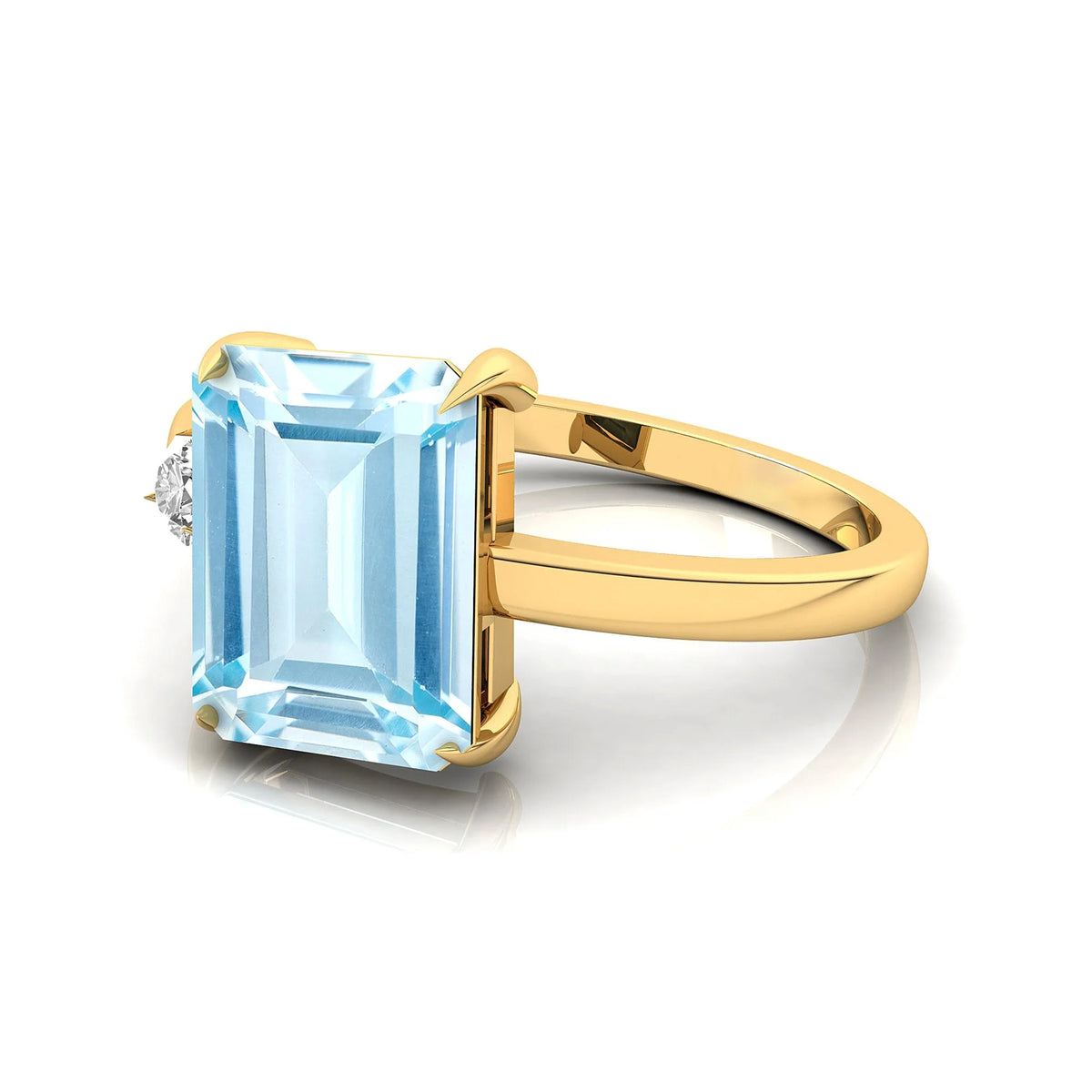 Aquamarine Diamond 14k Solid Gold Ring W168655