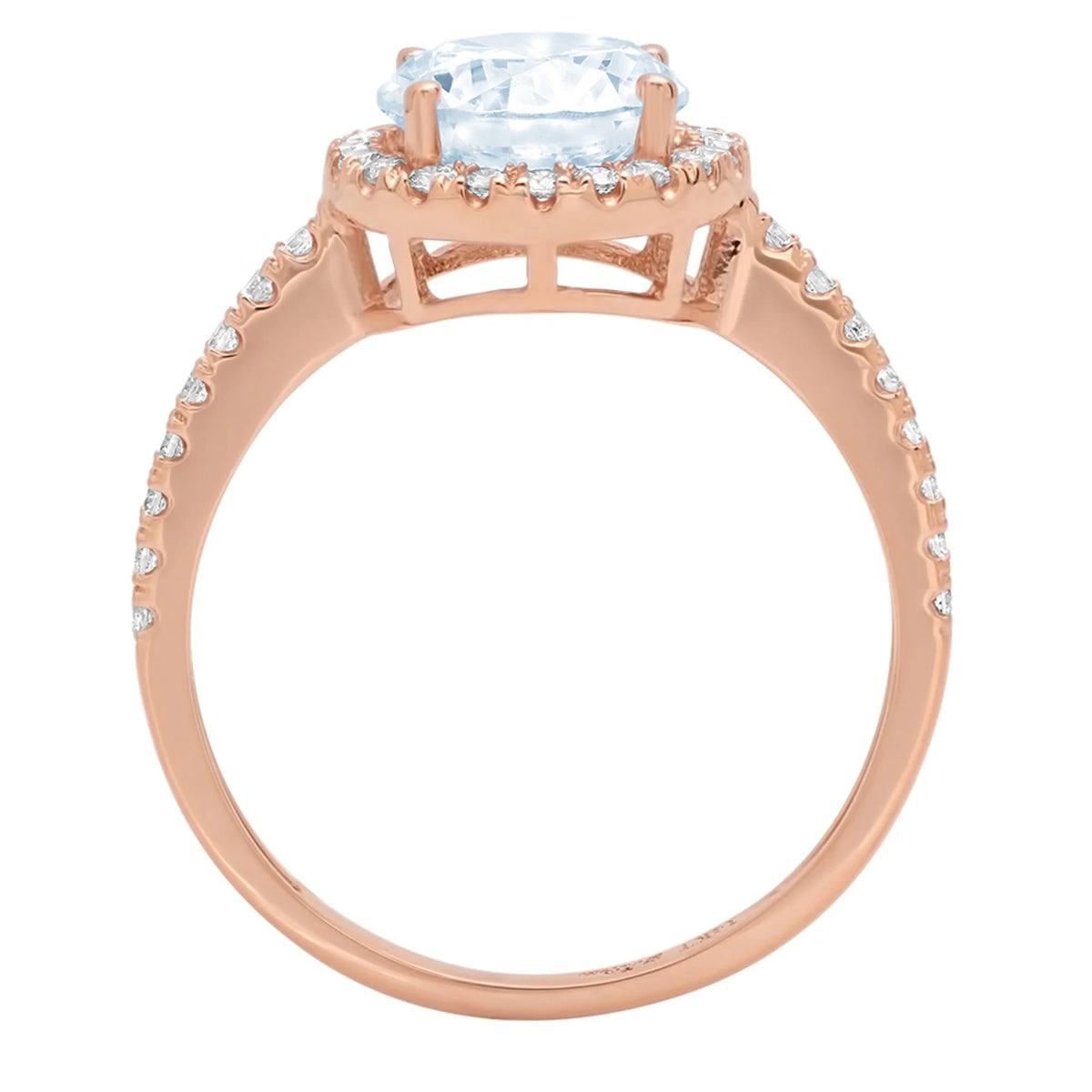 1.86ct Round Cut Blue Simulated Diamond 18k Rose Gold Halo Ring Size 3.75 L508659