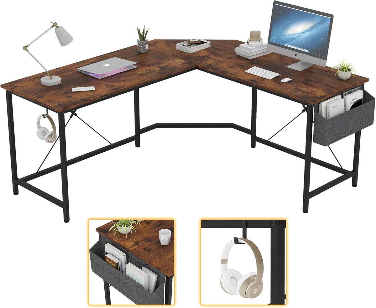 Oak L Shaped Computer Desk with Storage P40039