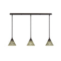 Three Light Mini Pendant with Bronze Finish and Chocolate Icing Glass P40031