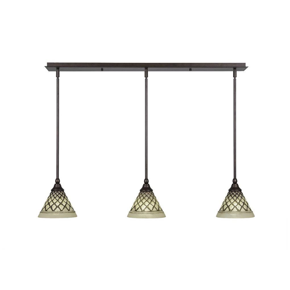 Three Light Mini Pendant with Bronze Finish and Chocolate Icing Glass P40031
