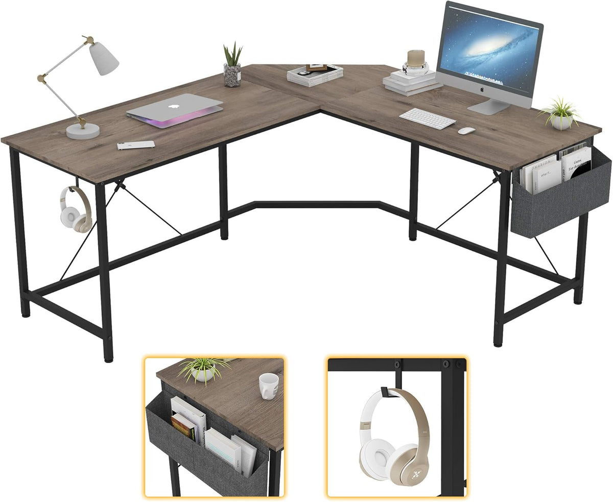 Oak L Shaped Computer Desk with Storage P40039